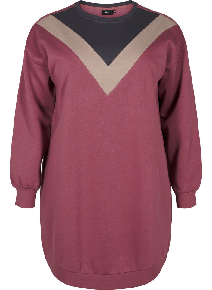 Lang, fargeblokket sweatshirt, Rose B. Color Block, Packshot image number 0