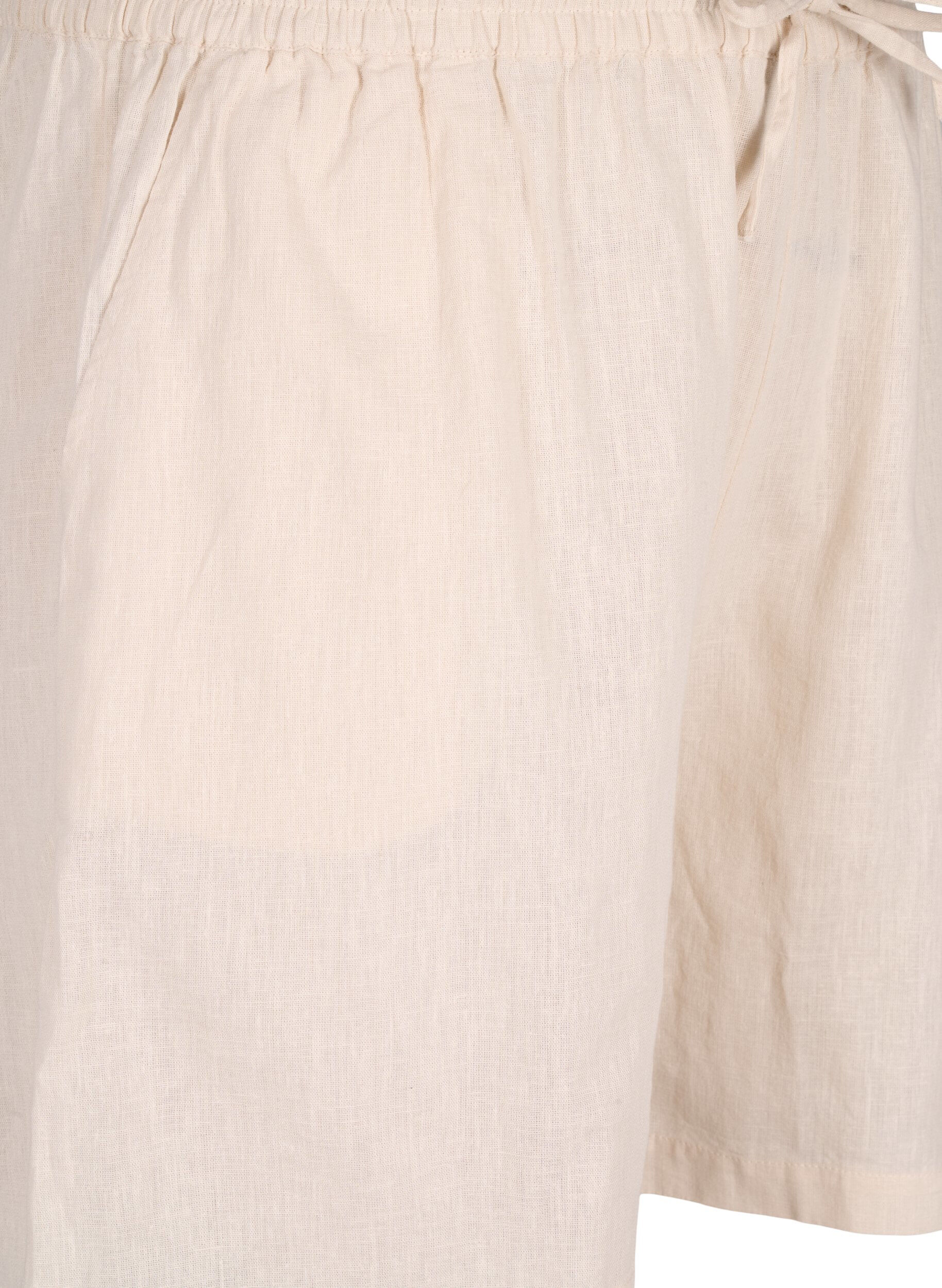 Zizzi L&oslash;s shorts i bomullsblanding med lin, Sandshell, Packshot image number 2