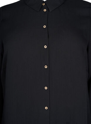 Lang ensfarget skjorte i viskose, Black, Packshot image number 2
