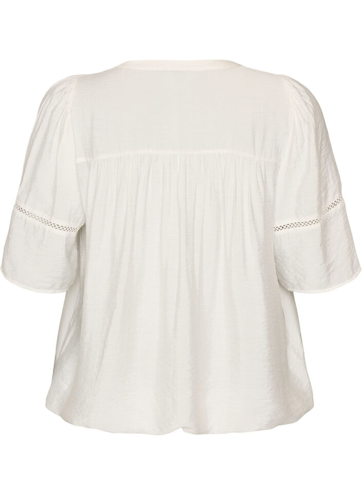 Viskosebluse med legg og ballongeffekt, Vanilje, Packshot image number 1