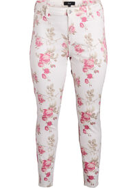 Supersmal Amy jeans med blomstertrykk, Vanilje Supersmal Amy jeans med blomstertrykk