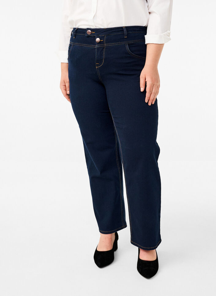Regular fit Gemma jeans med høyt liv, Blå, Packshot image number 2
