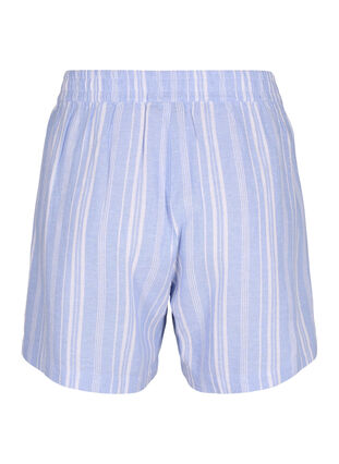 Stripete shorts i en blanding av lin og viskose, Serenity Wh.Stripe, Packshot image number 1