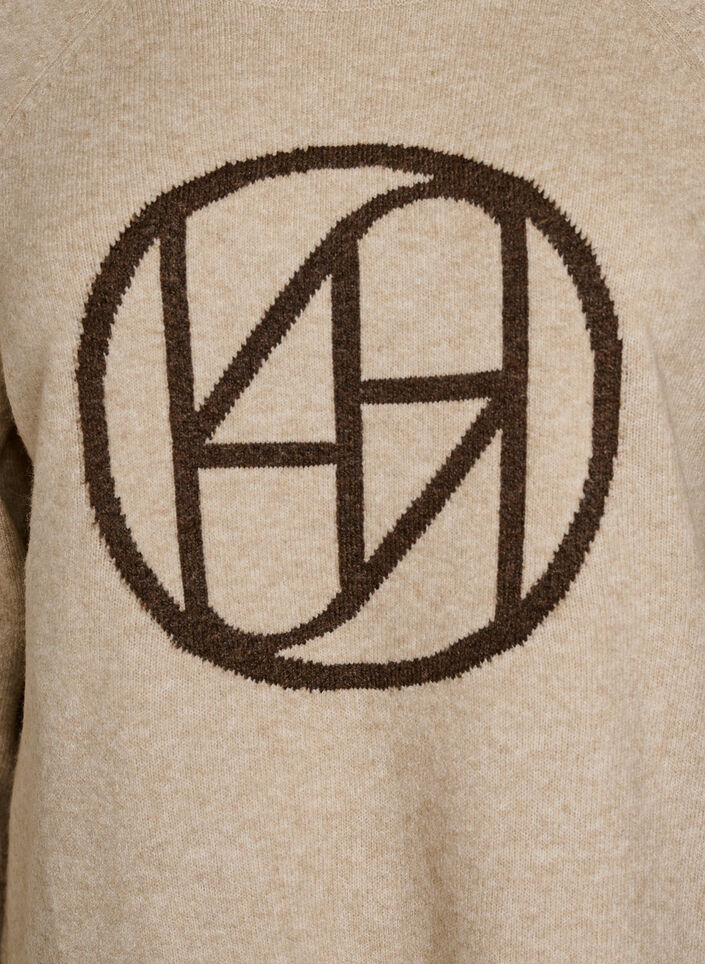 Genser med logo og kontraststriper, Beige, Packshot image number 2