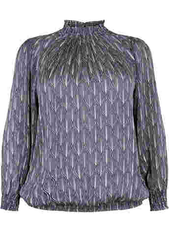 Mønstrete bluse med smock