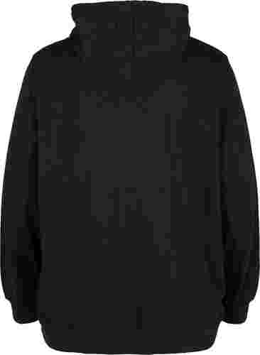 Cardigan med hette og lomme, Black, Packshot image number 1