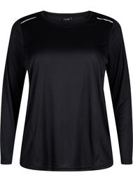 Langermet treningstopp med refleksdetaljer, Black