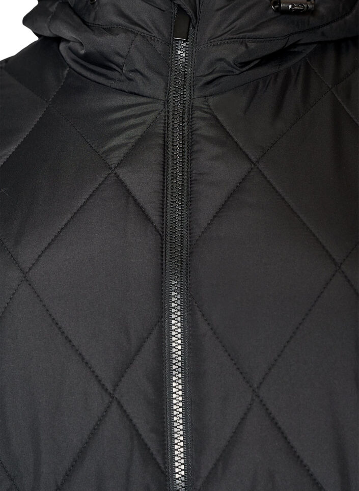 Lett vattert jakke med diamantquilt, Svart, Packshot image number 2