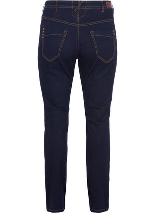 Zizzi Slim fit Vilma jeans med høyt liv, Dk blue rinse, Packshot image number 1