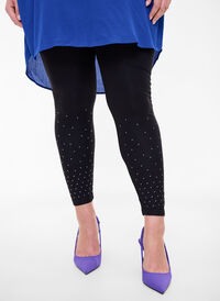 Leggings i viskose med stener, Black, Model