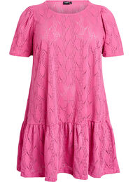 FLASH - Kort jerseykjole med hullmønster, Ibis Rose