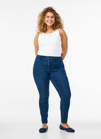 Bomullsblanding jeggings, Blå Bomullsblanding jeggings, Blå, Model