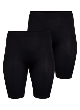 2-pack sømløs basic shorts, Black, Packshot image number 0