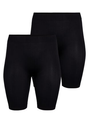 Zizzi 2-pack sømløs basic shorts, Black, Packshot image number 0