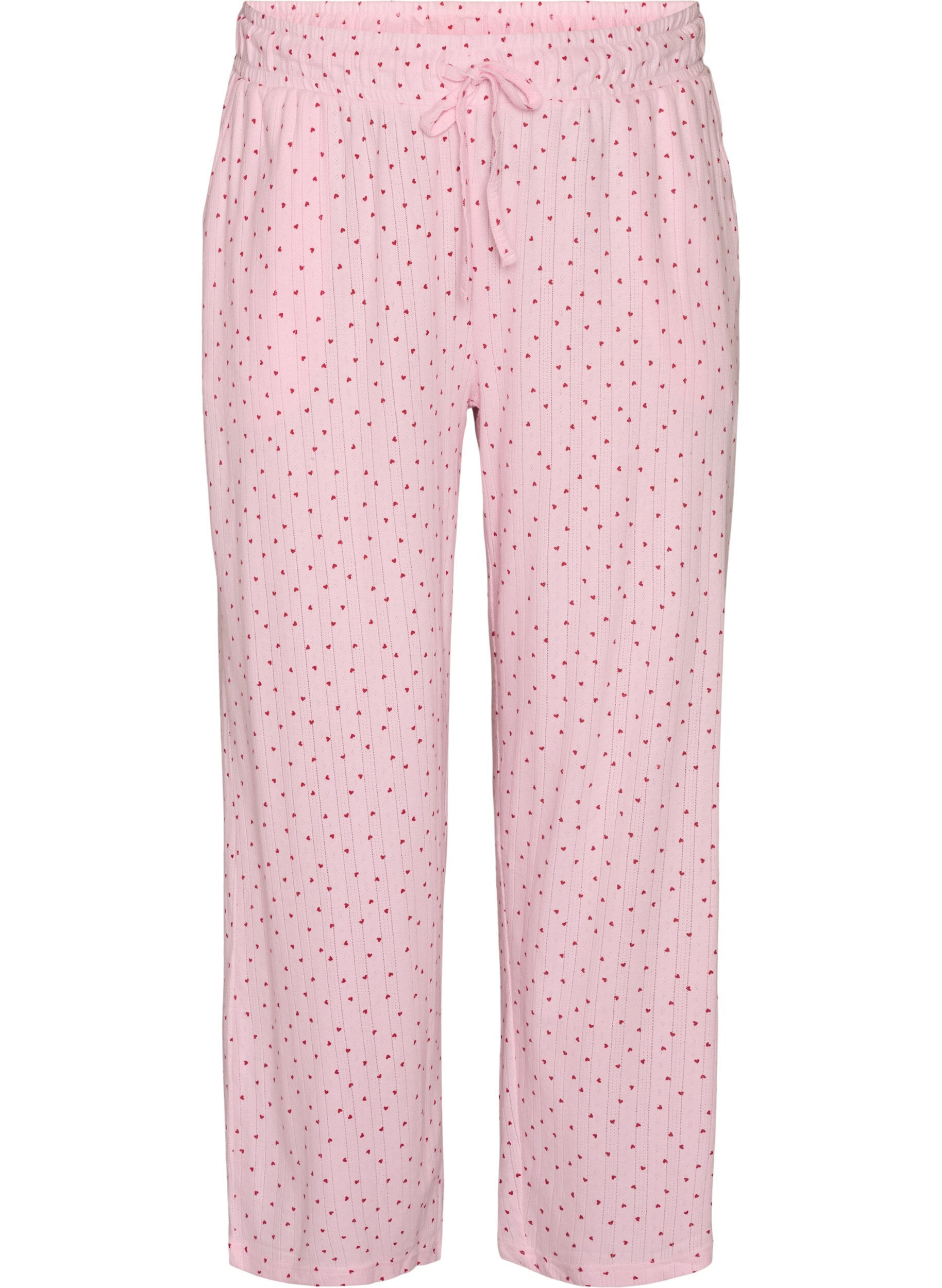 ZizziPyjamabukse i &oslash;kologisk bomull med hullbroderi, Rosa, Packshot image number 0