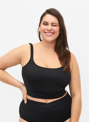 Zizzi Bikinioverdel med justerbare stropper, Black, Model image number 0