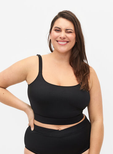 Zizzi Bikinioverdel med justerbare stropper, Black, Model image number 0