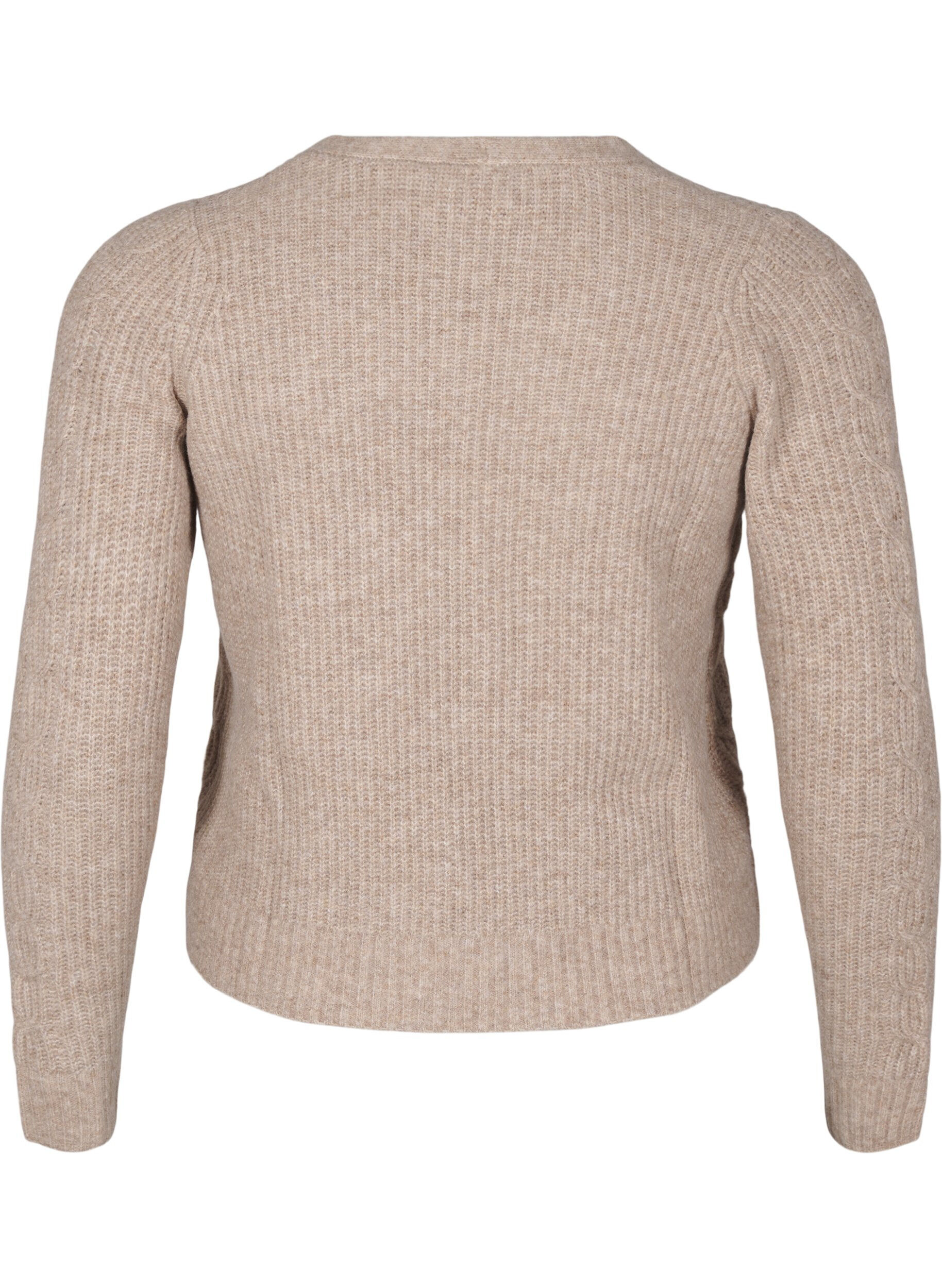 Zizzi Strikket cardigan med knytedetaljer, Simply Taupe Mel., Packshot image number 1