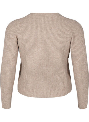 Zizzi Strikket cardigan med knytedetaljer, Simply Taupe Mel., Packshot image number 1