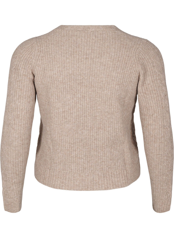 Strikket cardigan med knytedetaljer, Simply Taupe Mel., Packshot image number 1