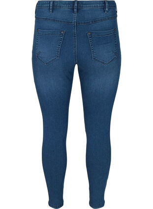 Cropped Amy jeans med høyt liv og glidelås, Dark blue denim, Packshot image number 1
