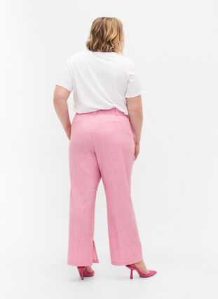 Melerte bukser med strikk og knappelukking, Rosebloom, Model image number 1