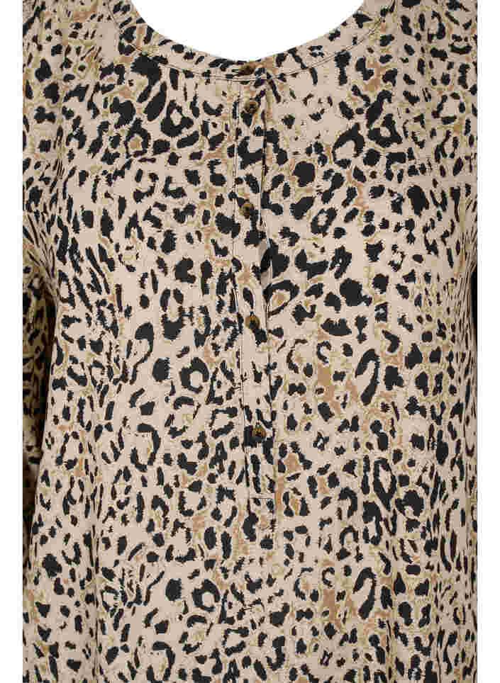 Leopardmønstrete tunika med lange ermer i viskose, Humus Leo, Packshot image number 2