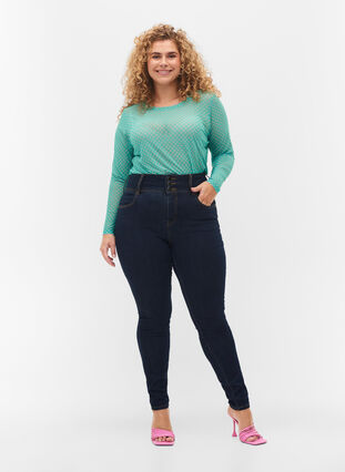 Super slim Bea jeans med ekstra høyt liv, Unwashed, Model image number 0