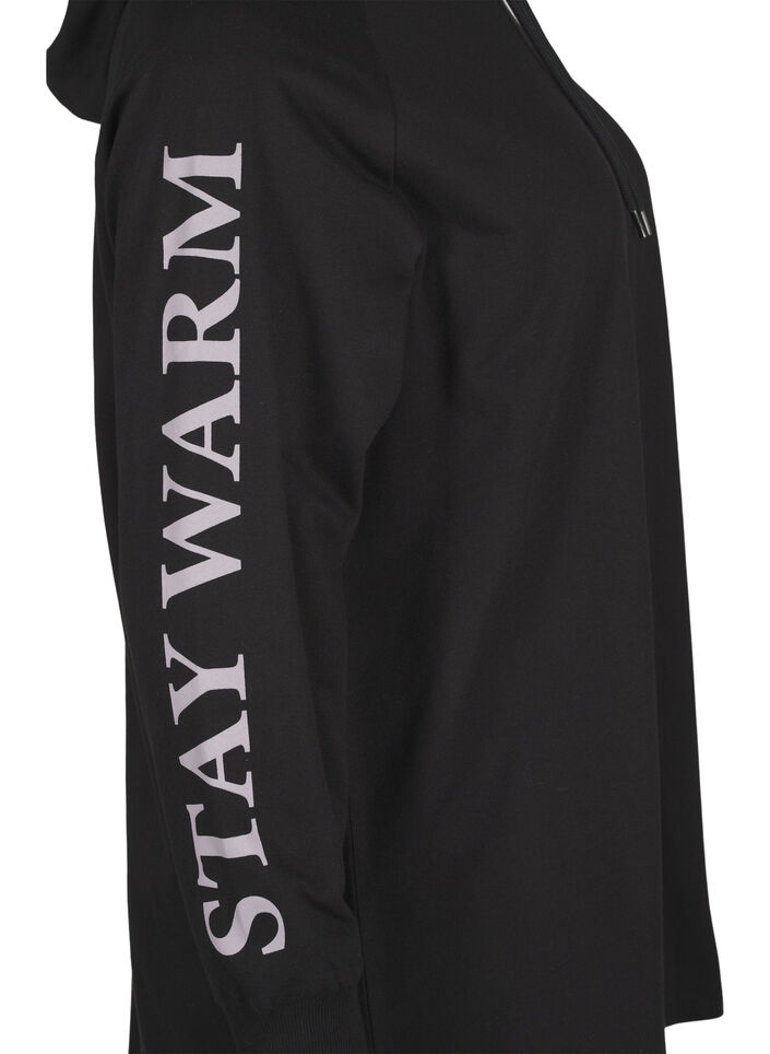 Oversize sweatshirt med print p&aring; ermene, Black w. Silver, Packshot image number 3