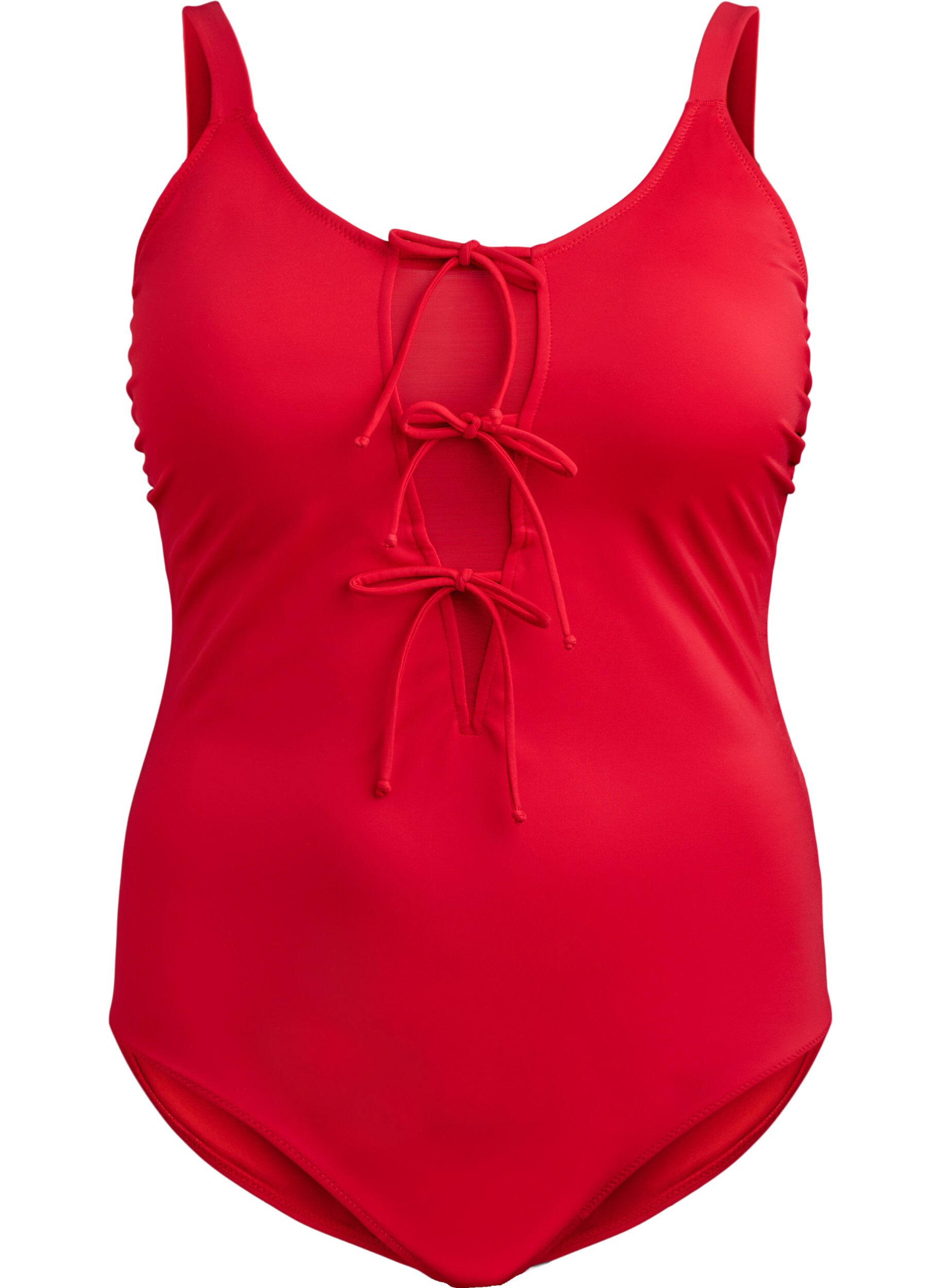 Zizzi Badedrakt med sl&oslash;yfer, R&oslash;d, Packshot image number 0