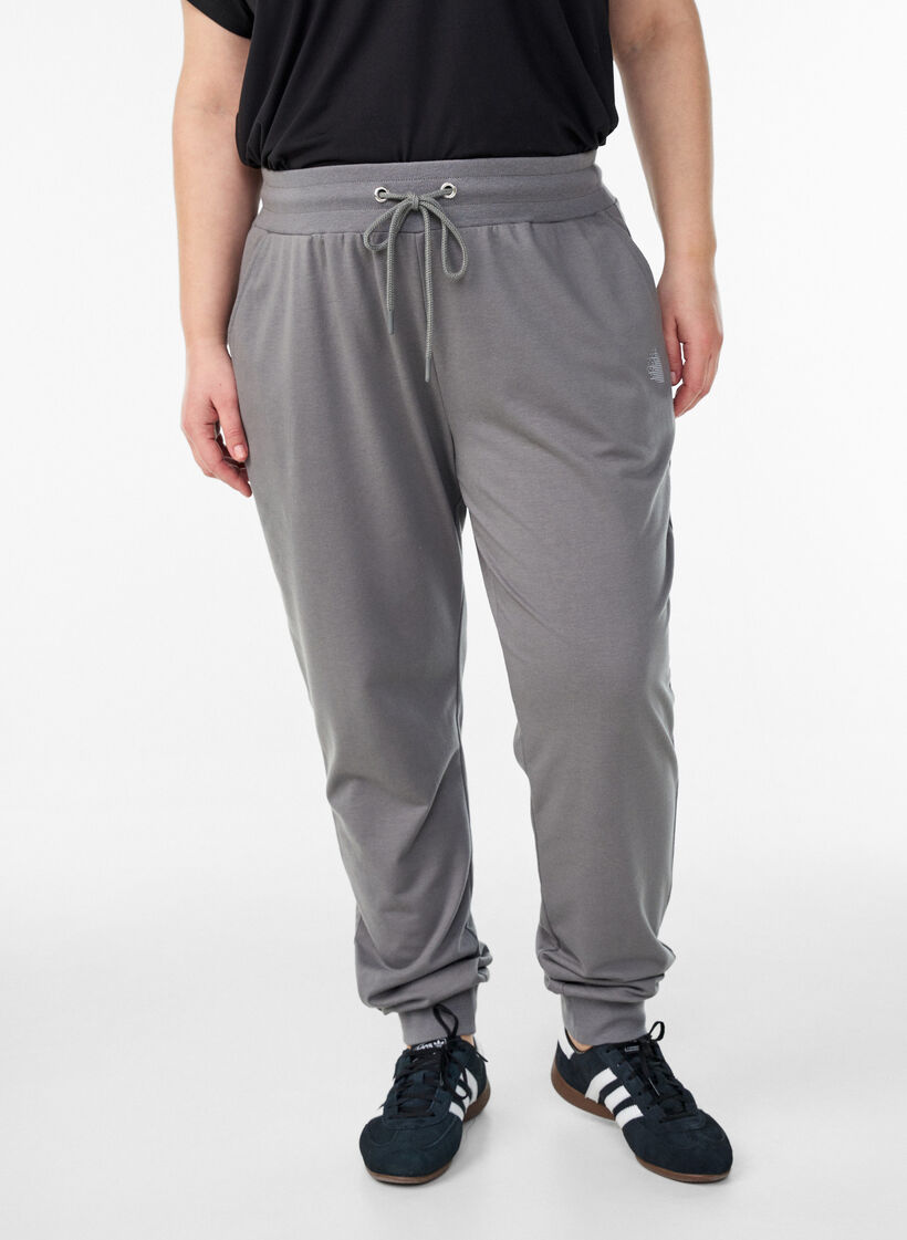 L&oslash;se joggebukser med lommer, Gr&aring;, Model image number 0