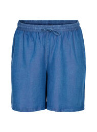 Løse shorts med knyting og lommer, Blue denim