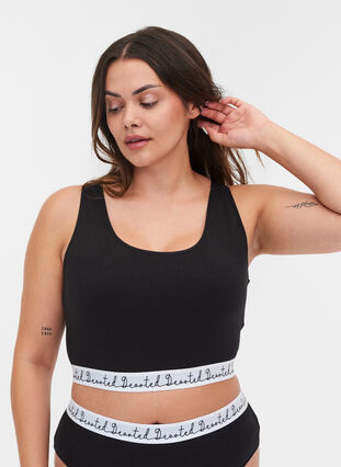 BH med en rund hals i bomull, Black, Model image number 0