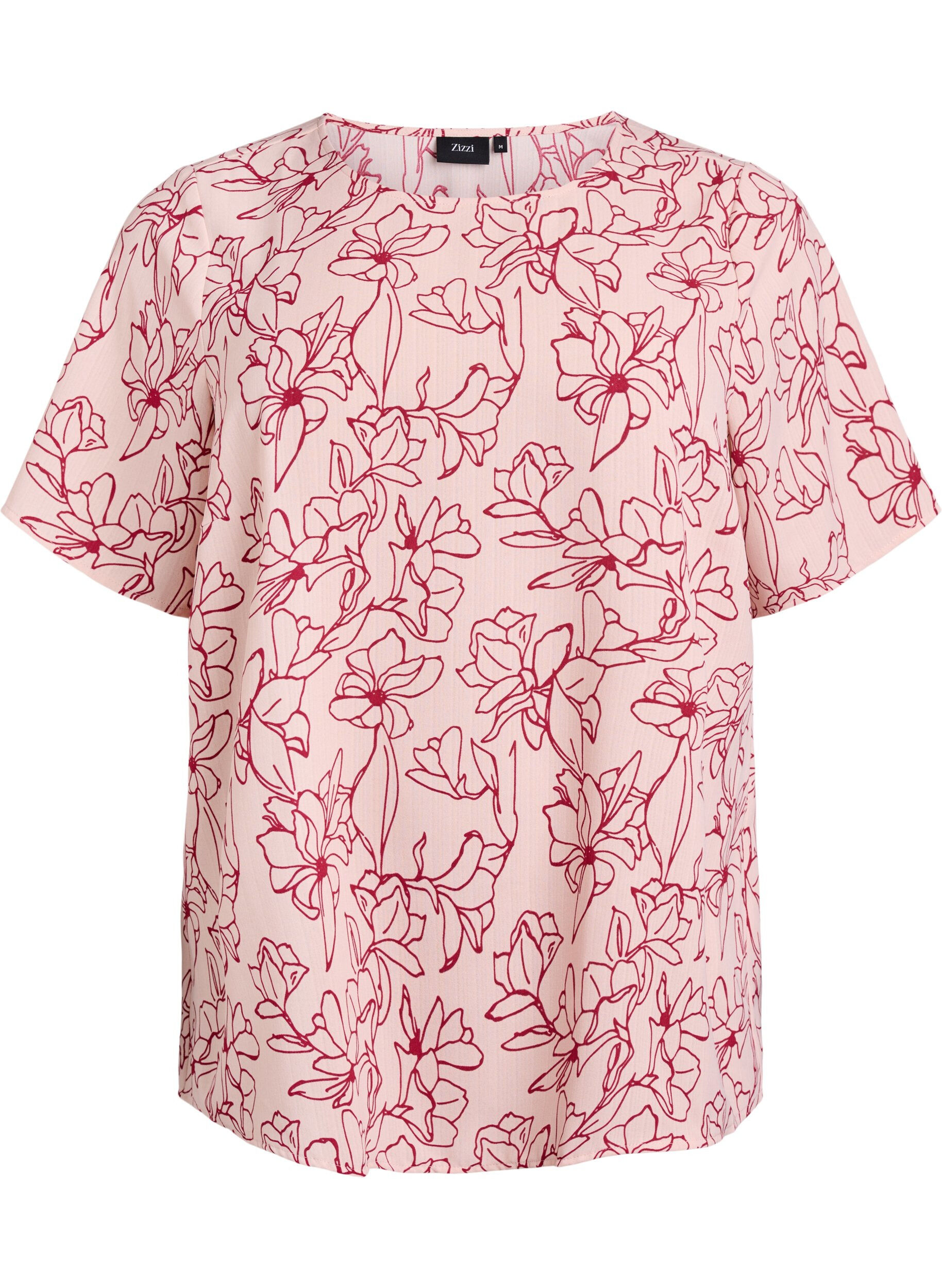 Zizzi Kortermet bluse med rund hals, Rosa, Packshot image number 0