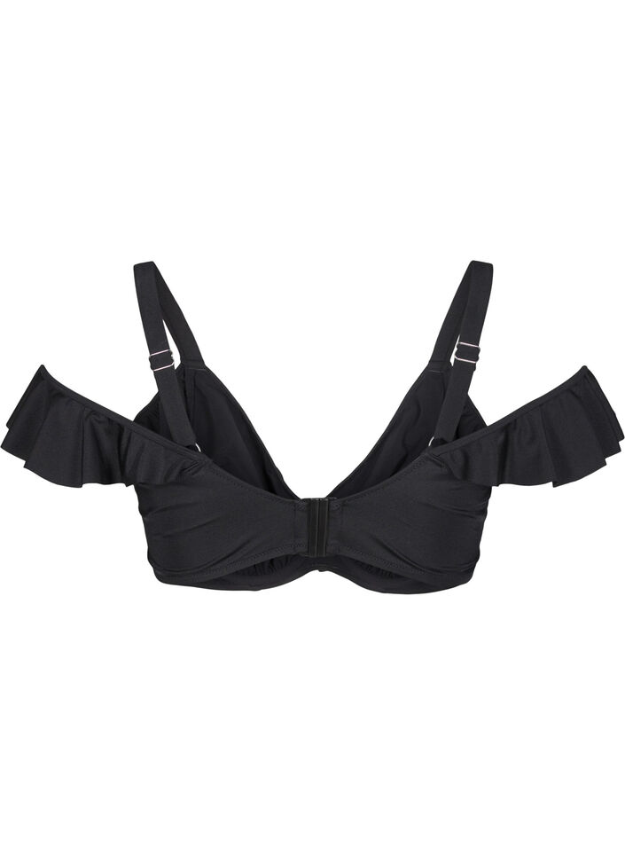 Bikinitopp med volanger og bøyle, Black, Packshot