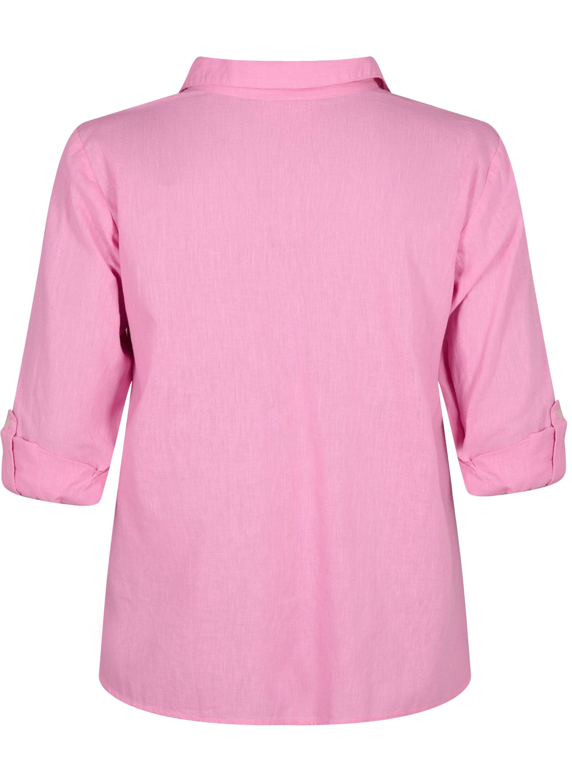 ZizziSkjortebluse med knappelukking i bomull-lin-blanding, Rosebloom, Packshot image number 1