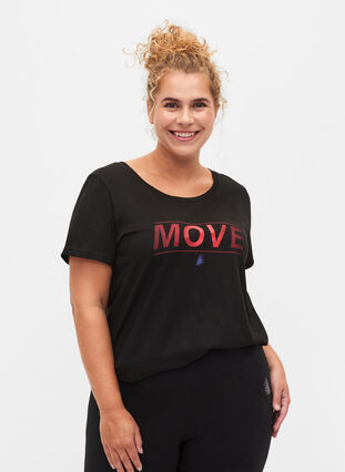 T-skjorte til trening med trykk, Black w. Stripe Move, Model image number 0