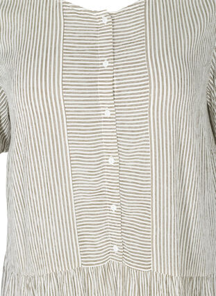 Kortermet kjole med striper og knapper, White Stripe, Packshot image number 2