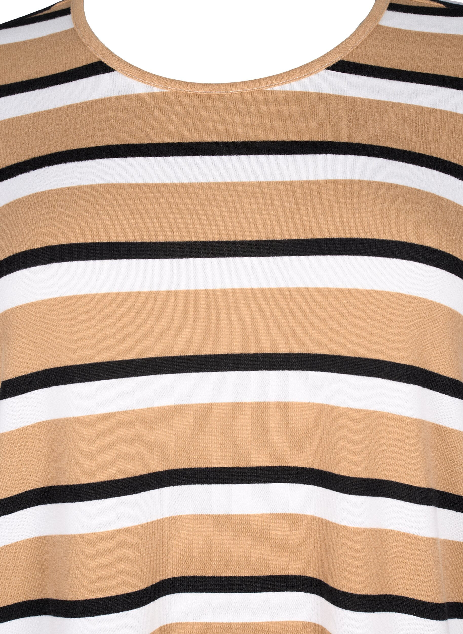 ZizziStripete bluse med lange ermer, Svart, Packshot image number 2