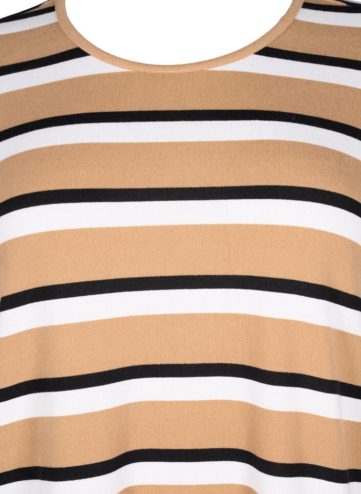 Stripete bluse med lange ermer, Svart, Packshot image number 2