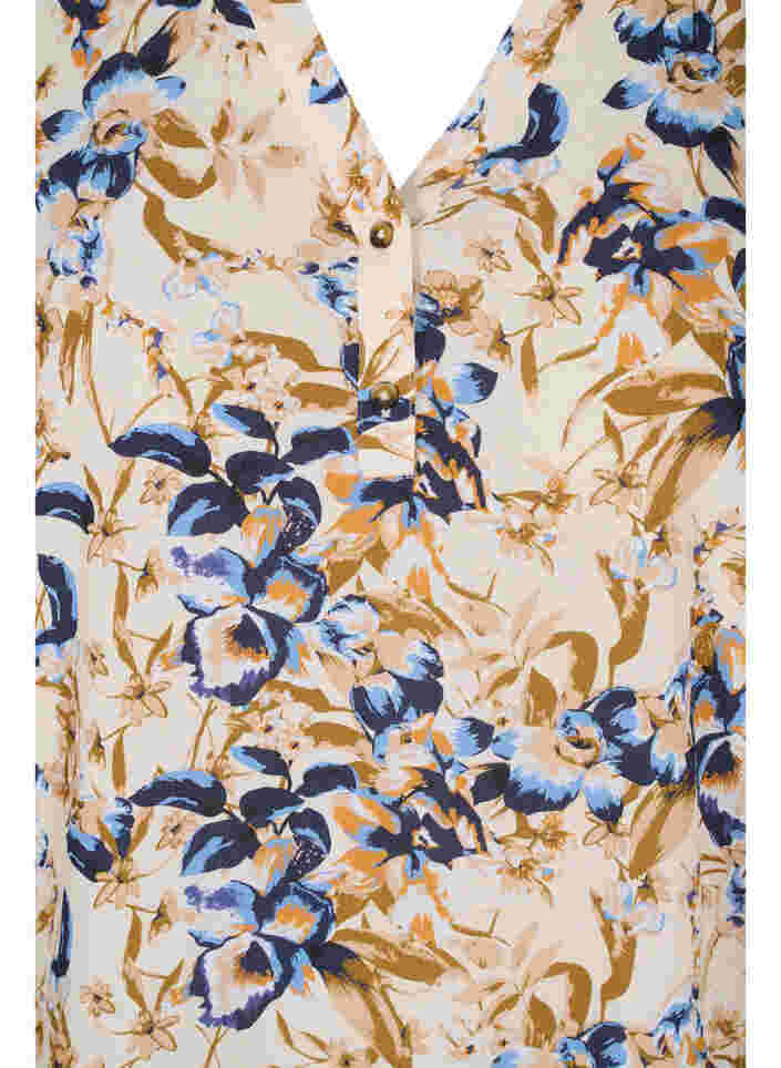 Bluse i 100% viskose med blomstermønster, Ecru Flower, Packshot image number 2