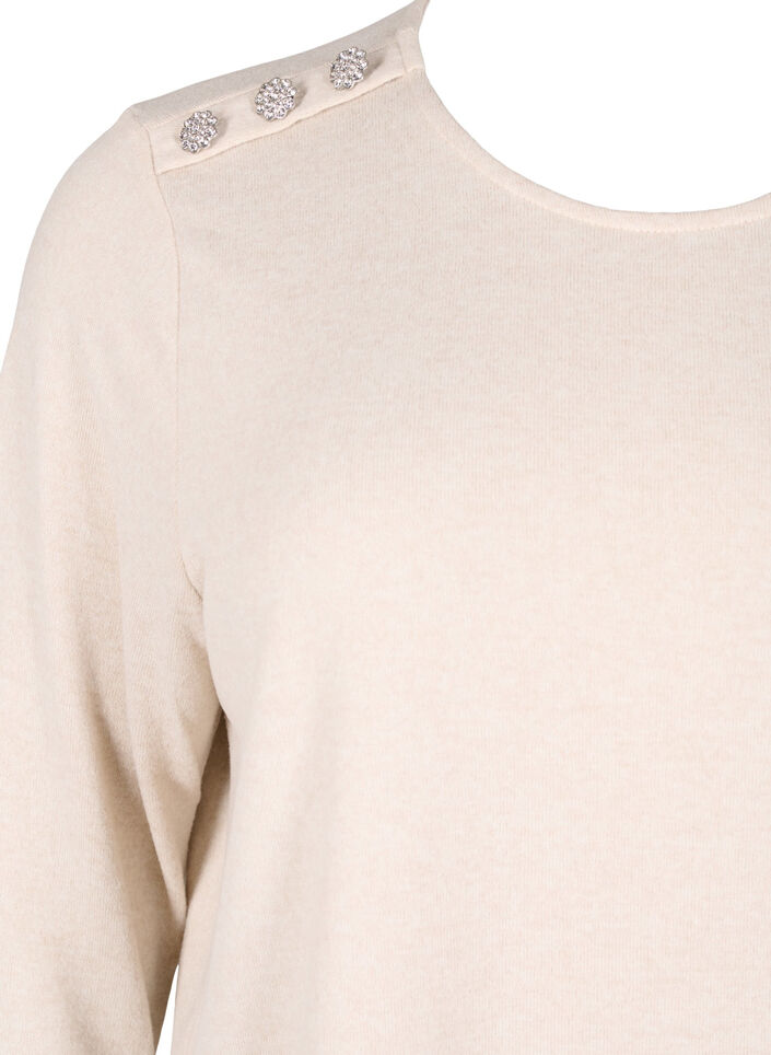 Bluse med dekorative knapper, Beige, Packshot image number 2