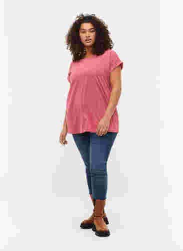 Kortermet T-skjorte i bomullsblanding, Rasperry Pink, Model image number 2