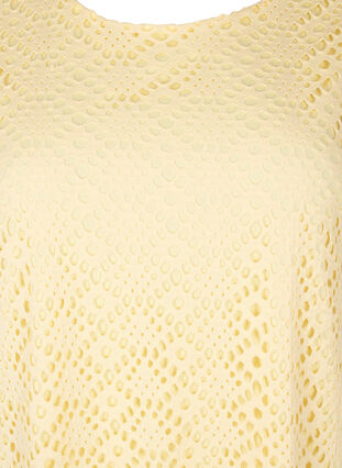 Zizzi Knelang kjole med hullmønster og korte ermer, Gul, Packshot image number 2
