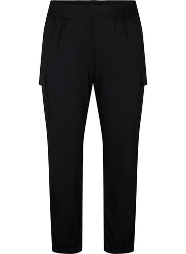 Cargobukse med elastisk midje, Black, Packshot image number 0