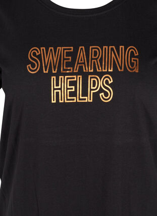 T-skjorte til trening med trykk, Black Swearing, Packshot image number 2