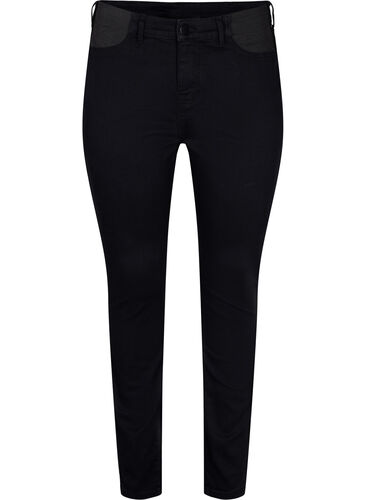 Super slim Amy jeans med strikk i livet, Black, Packshot image number 0