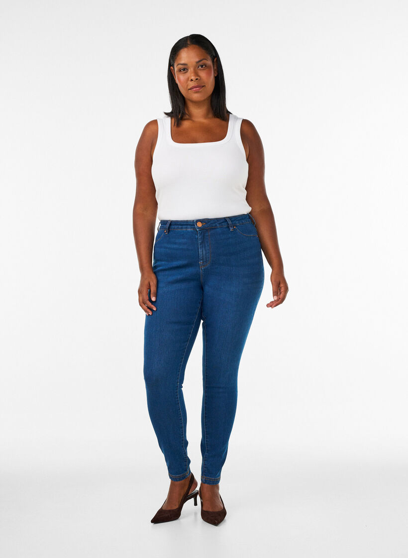 Jeggings i bomullsblanding, Blue denim, Model image number 0