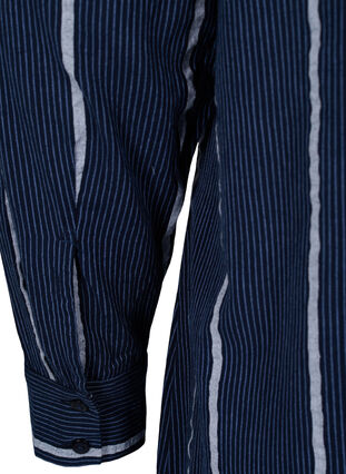 Lang stripete skjortekjole i bomull, N.Sky w.White Stripe, Packshot image number 3