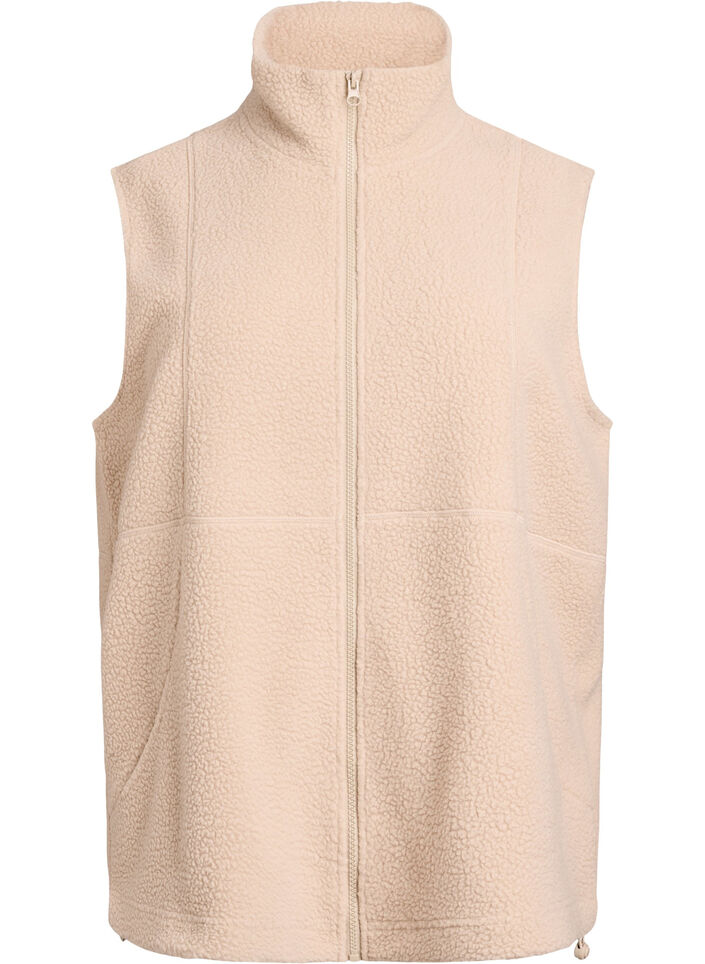 Teddyvest med lommer, Beige, Packshot image number 0